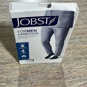 JOBST For Men Ambition Navy Blue Light Ribbed Design knee Compression Stockings